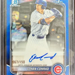 2025 Topps Bowman Baseball - Ethan Conrad - Chrome Prospect Autographs Blue /150